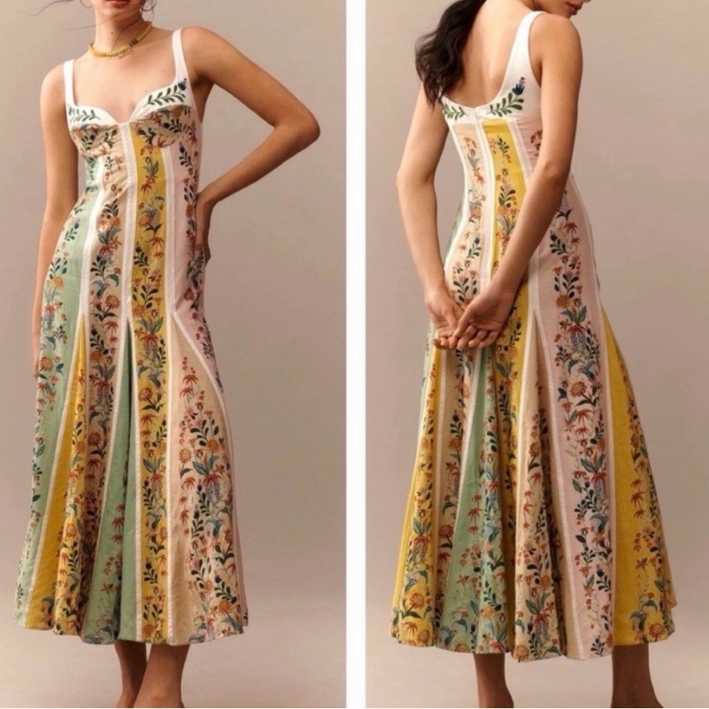 NWT Christian Lacroix Floral Panel Midi Dress Size 6